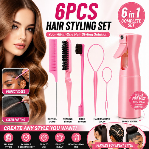 6pcs hair styling set - 6pcs, spray