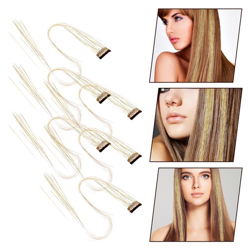6pcs gold hair tinsel - 6pcs,