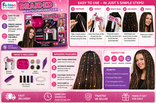 Braided hair styling kit kids - braided,