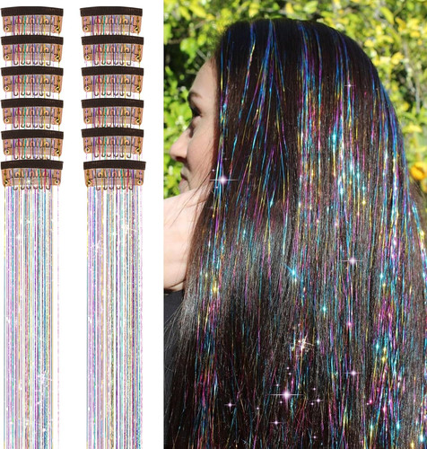 12pcs clip hair - in, tinsel