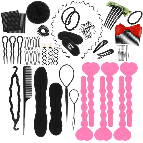 Hair styling kit with - hair, clips